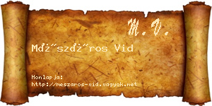 Mészáros Vid névjegykártya